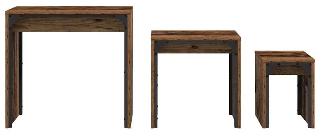 Fészkelt Kávézó Asztal 3 pcs Régi fa 60 x 35 x 56 cm Faanyag