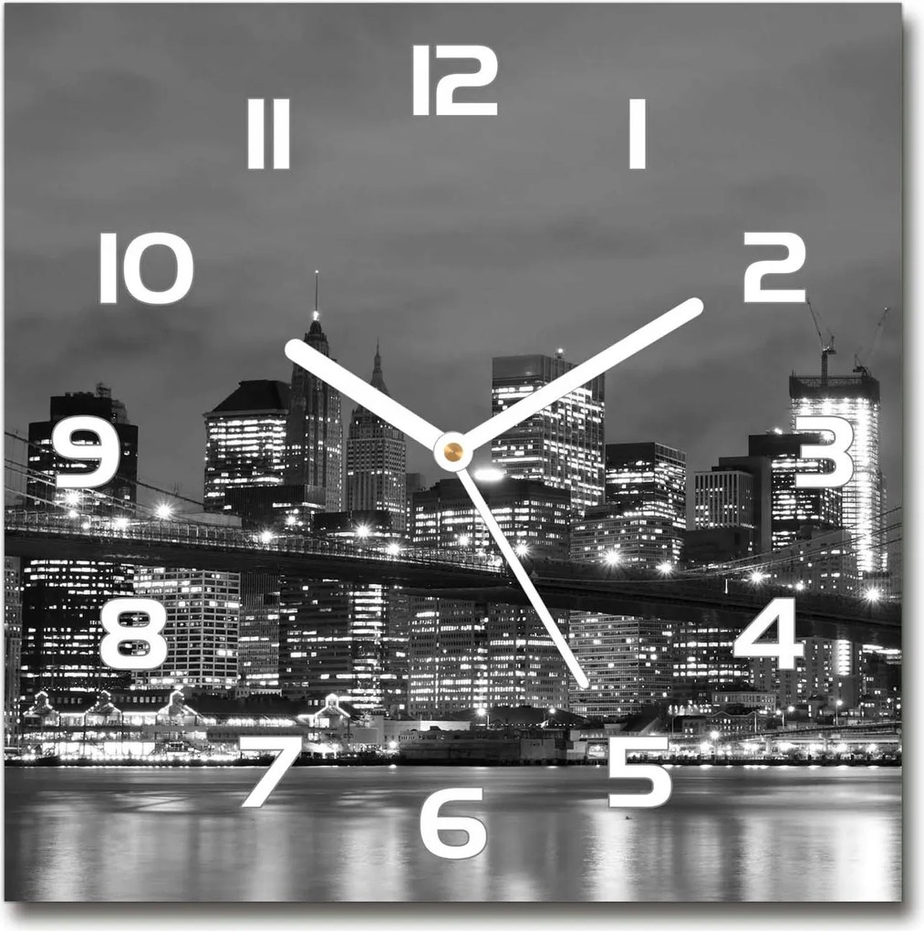 Manhattan New York szögletes üveg falióra 30x30