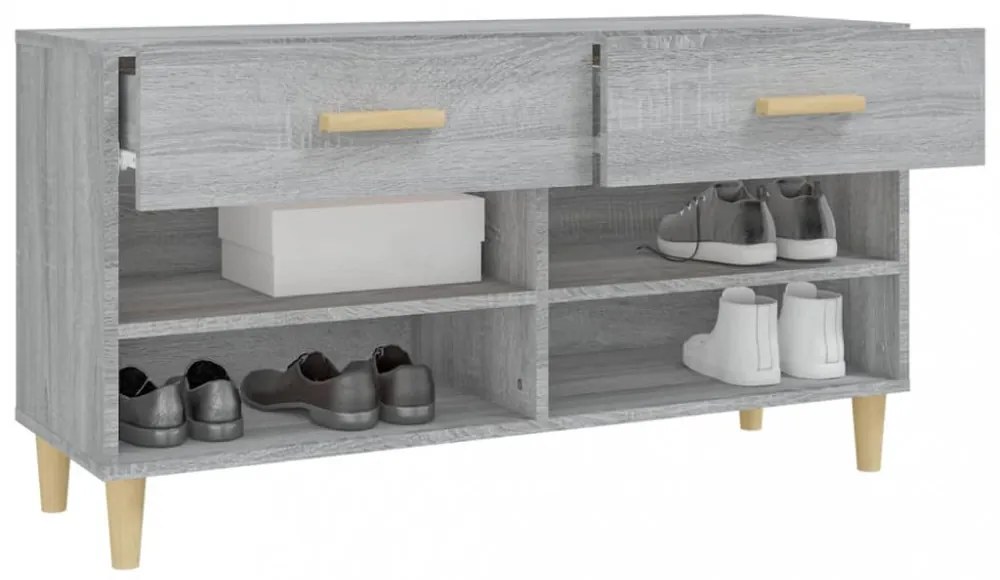 szürke sonoma színű szerelt fa cipőszekrény 102 x 35 x 55 cm