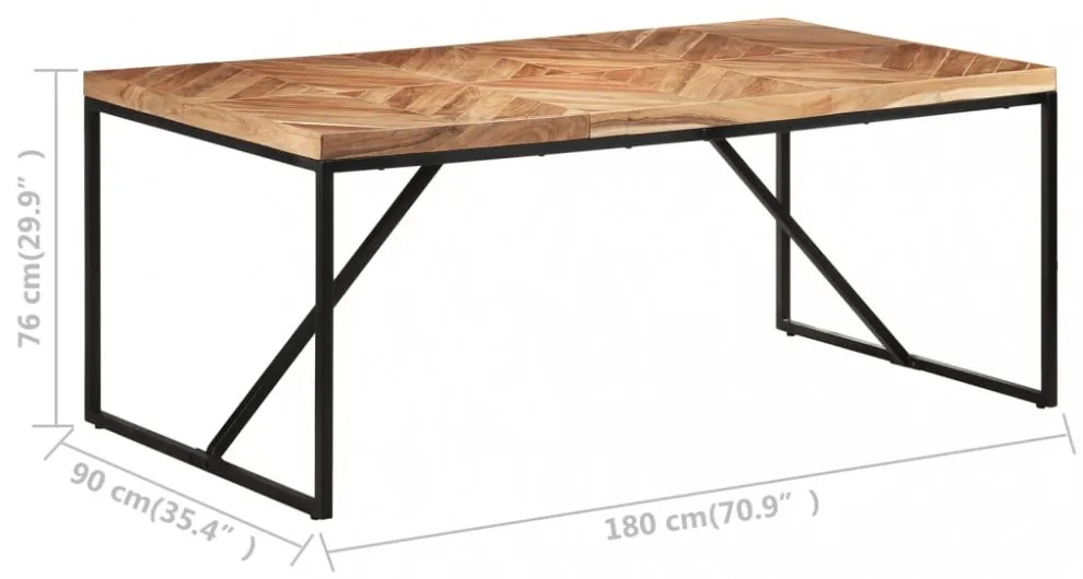 tömör akácfa és mangófa étkezőasztal 180 x 90 x 76 cm