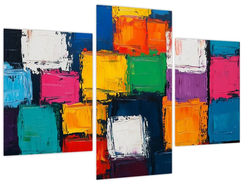 Kép - Színes négyzetek festménye (90x60 cm)