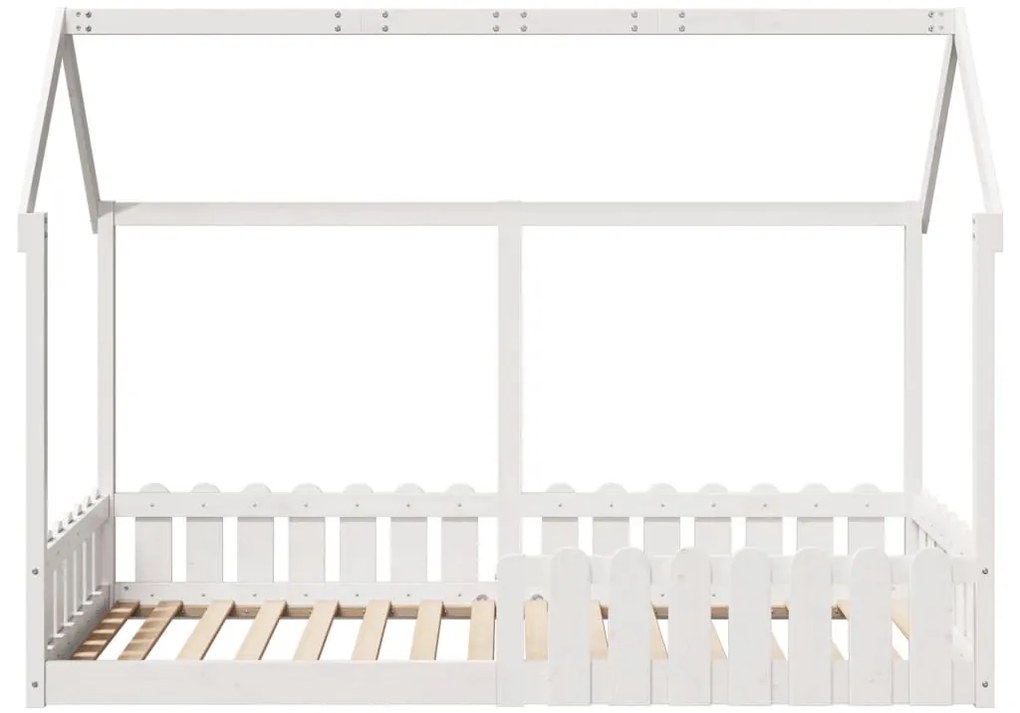 fehér tömör fenyőfa házikó gyerekágykeret 90 x 200 cm