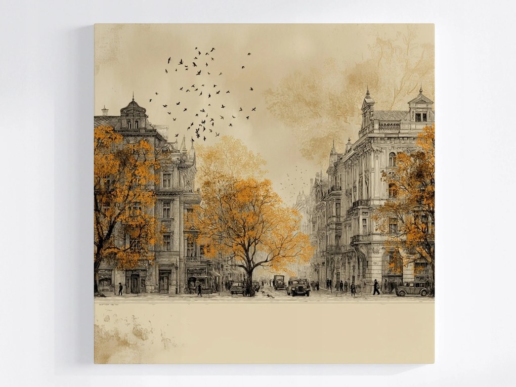 Vászonkép Canvas Vintage Óváros Ősz Retro Szépia 80x80