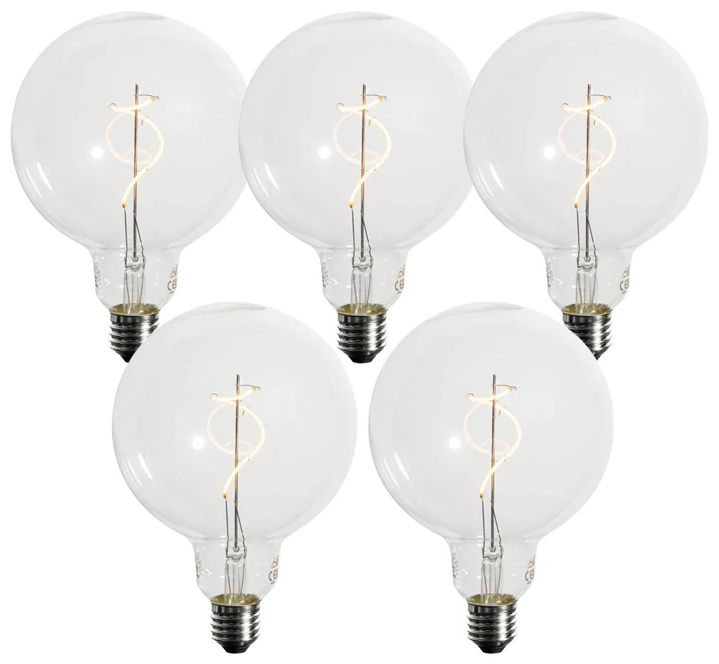 5 darabos E27 dimmelhető LED izzó készlet spirál szál G125 4W 270 lm 2200K