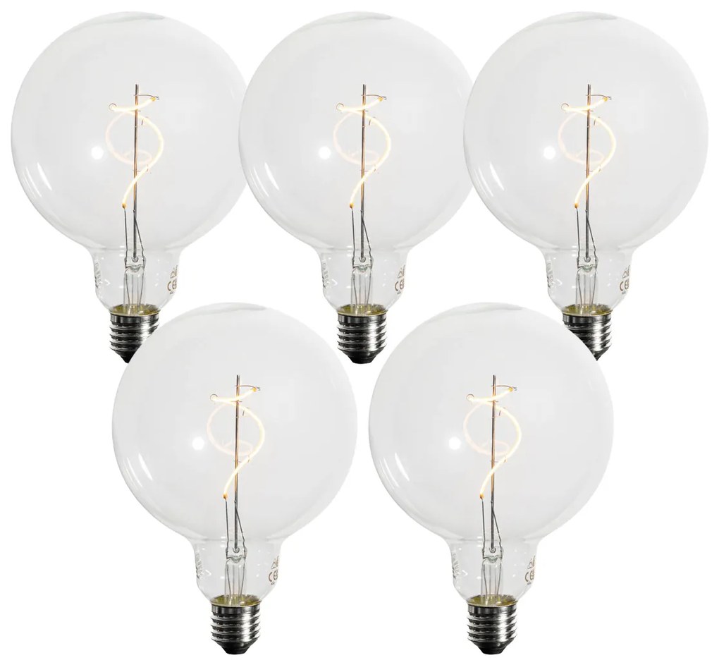 5 darabos E27 szabályozható LED spirál izzószálas izzó G125 4W 270LM 2200K
