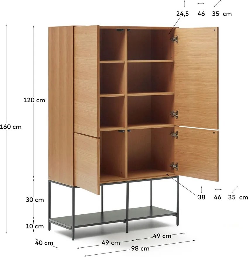 Natúr színű szekrény tölgyfa dekorral 97,5x160 cm Vedrana – Kave Home