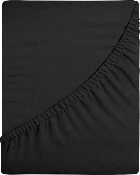 Jersey Gumis Lepedő 140x200 Vastag DeLux 155g Fekete