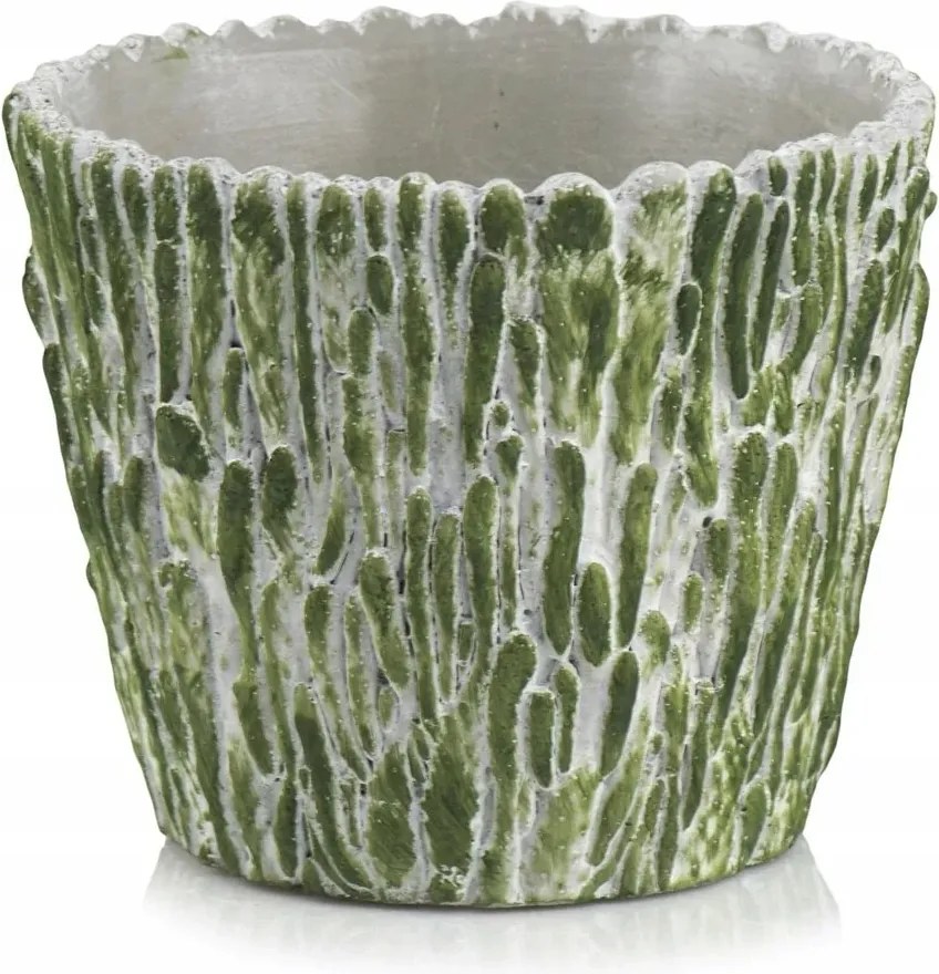 Zöld kerámia virágtartó rusztikus 15x12 cm