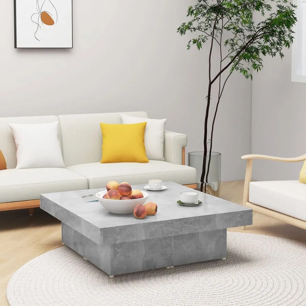 Betonszürke szerelt fa dohányzóasztal 90 x 90 x 28 cm