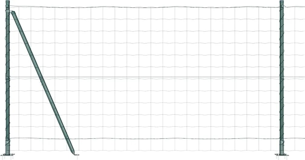 vidaXL Kerítés oszlopokkal Zöld 1,2 x 10 m Acél