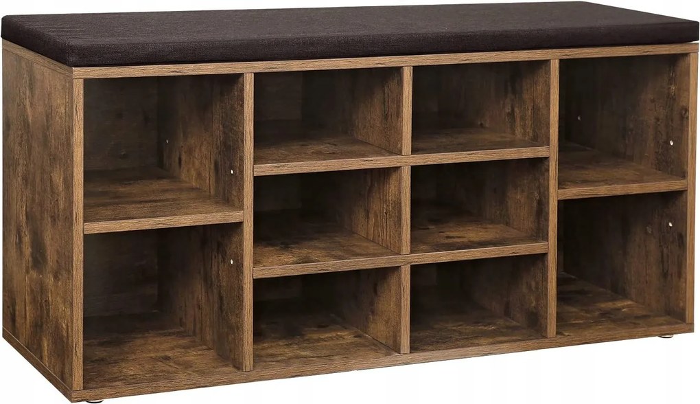 Cipőszekrény ülőkével Houseland Vincent barna/fekete