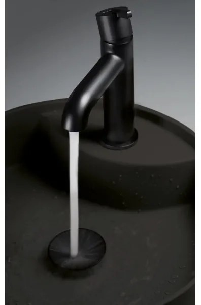 Deante CQS_NU4B - SILIA ráépíthető mosdó csaplyukkal, átm. 36 cm, gránit/fekete