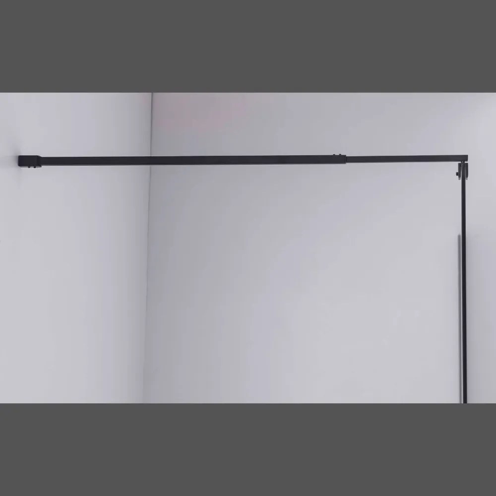 Stuxi Milano Black Walk-in zuhanyfal, 100x200 cm, 8 mm vastag vízlepergető biztonsági üveggel, fekete profillal és távtartóval