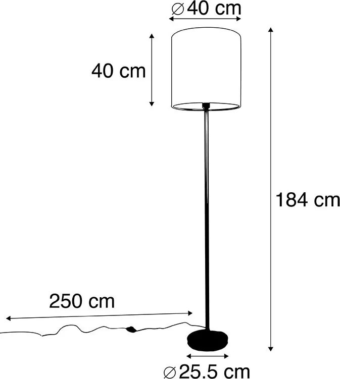 Modern állólámpa fekete bézs buklé árnyékolóval 40 cm - Simplo