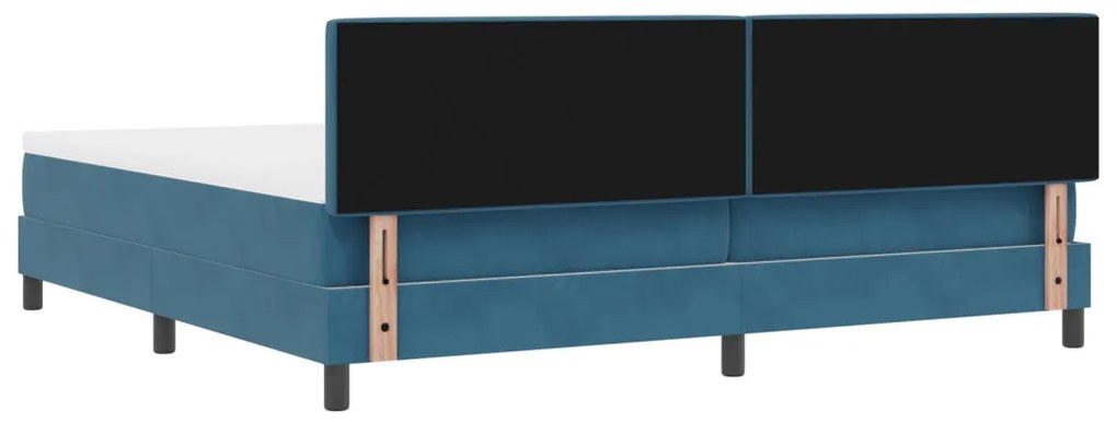 Boxspring Ágy Mattal & LED Sötétkék 200x200 cm Bársony