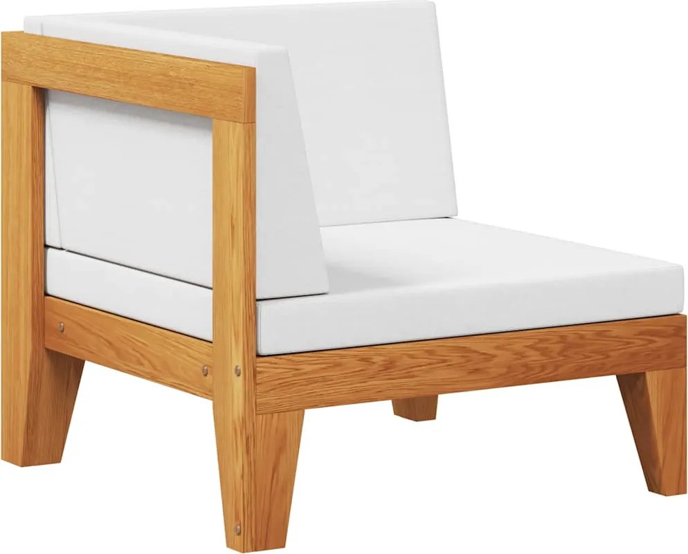 vidaXL elemes tömör akácfa sarokkanapé krémfehér párnákkal