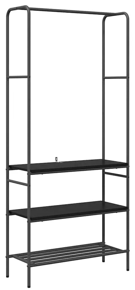 Ruhatartó polcokkal Musta tammi 77 x 30 x 171 cm Faanyag