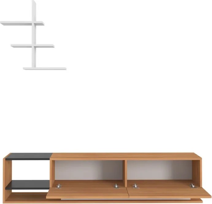 Liza TV-állvány, teak-fehér, 180 cm
