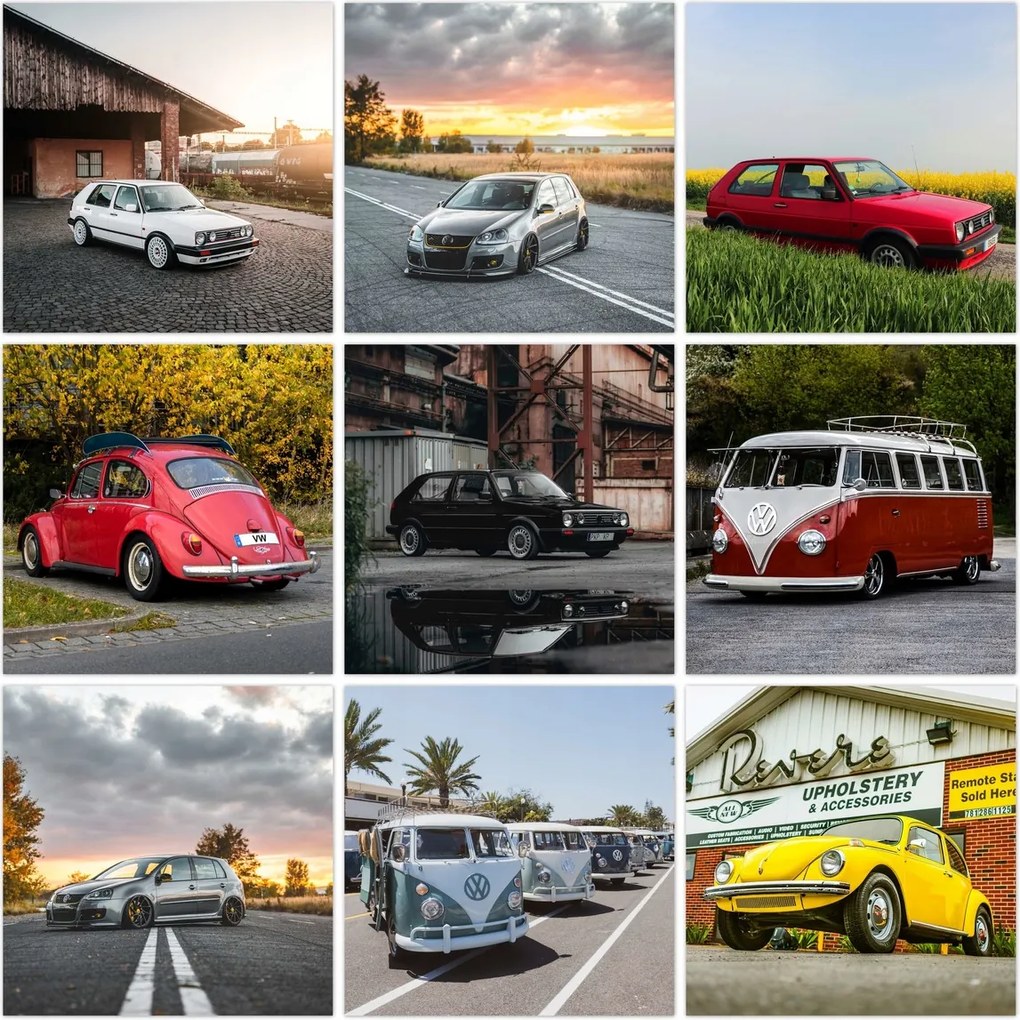 Poszter szett 9x 30x30 Mix Volkswagen Vw