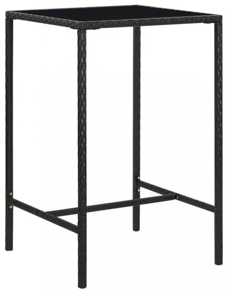 vidaXL 3 részes fekete polyrattan kültéri bárszett párnákkal