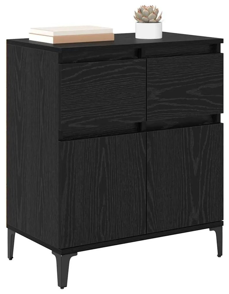 Széf fiókkal Fekete tölgy 60 x 35 x 70 cm Műszaki fa és vas