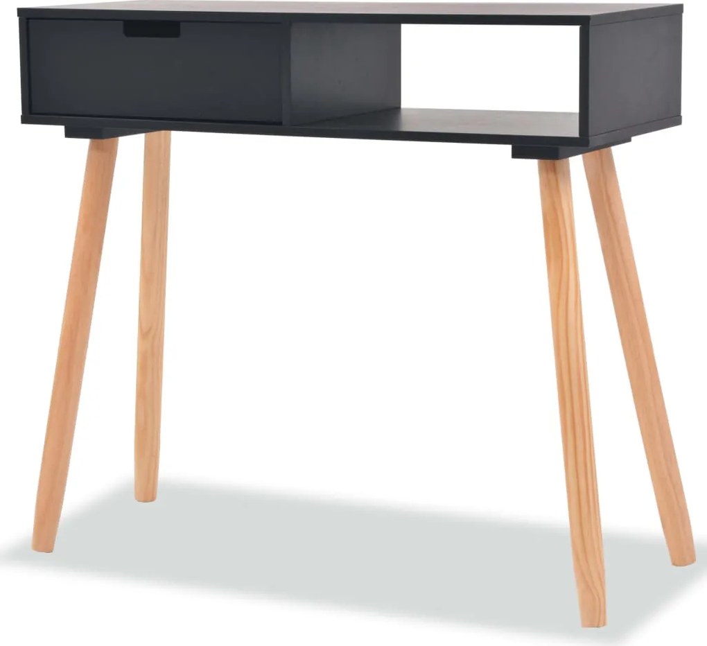 vidaXL fekete, tömör fenyőfa tálalóasztal 80 x 30 x 72 cm