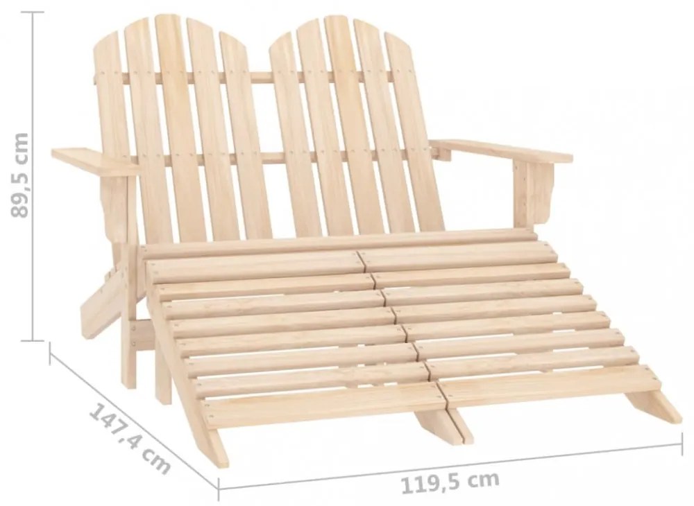 kétszemélyes fenyőfa kerti adirondack szék és zsámoly