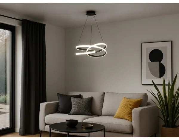 LED csillár kábelen, fényerőszabályozható, 90W (LED)/230V, 3000–6500K, Ø47 cm + távirányító