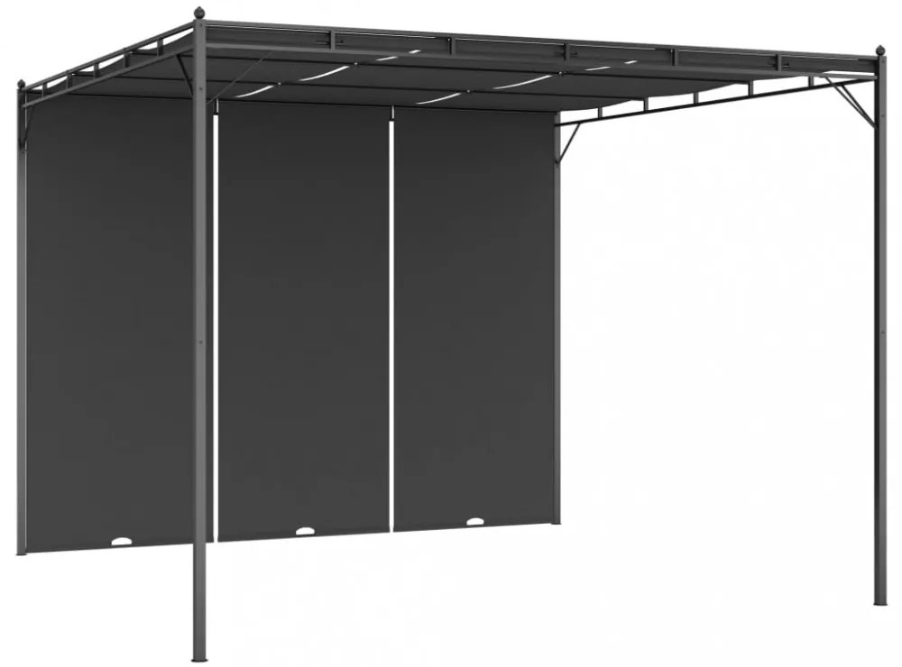 vidaXL antracitszürke kerti pavilon oldalfüggönnyel 3 x 3 x 2,25 m