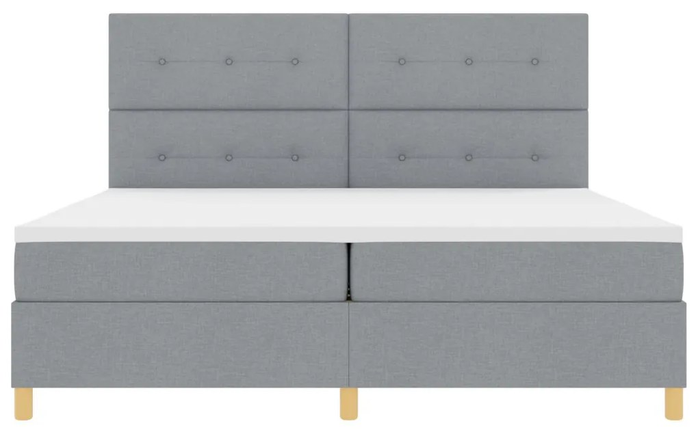 vidaXL Boxspring Ágy Mattal és LED Fénnyel Világosszürke 200x200 cm Szövet