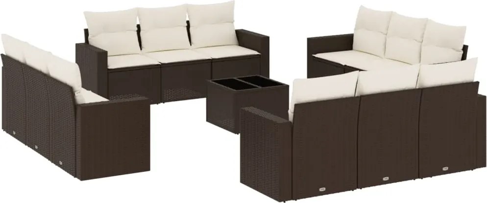 vidaXL 13 részes barna polyrattan kerti ülőgarnitúra párnákkal