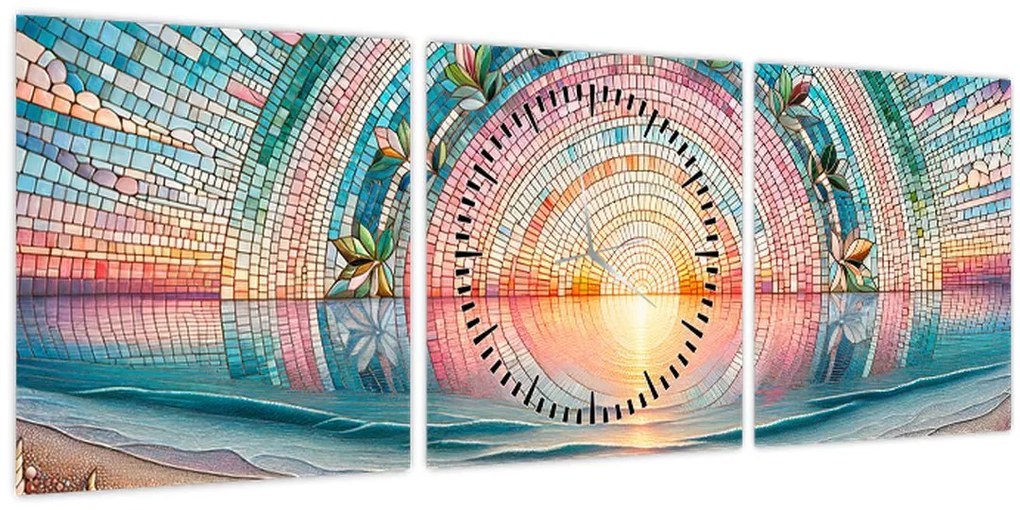 Kép – Naplemente mozaik (órával) (90x30 cm)