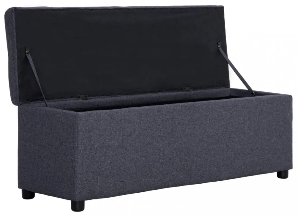 sötétszürke poliészter pad tárolórekesszel 116 cm