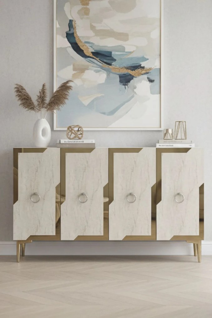 Seza 120 - White, Travertine, Gold