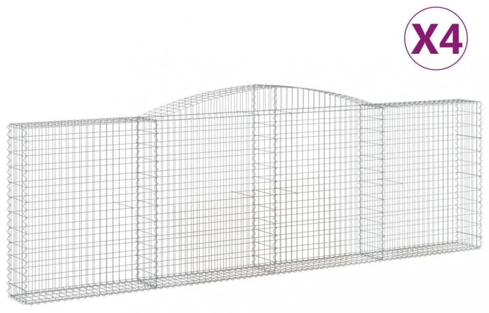 vidaXL 4 db íves horganyzott vas gabion kosár 400x30x120/140 cm