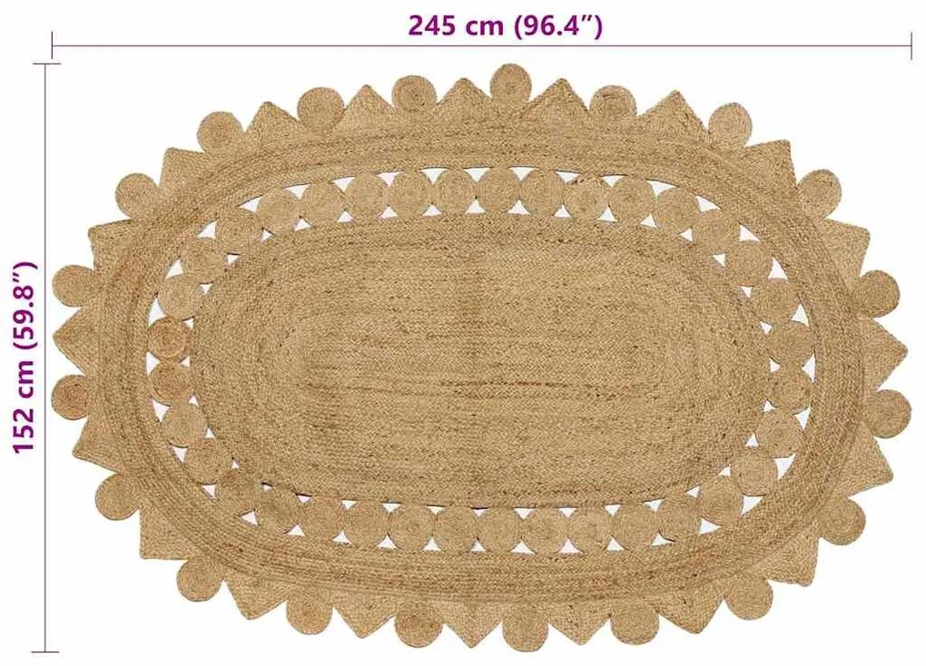 Szőnyeg Bézs 152 x 245 cm Juta