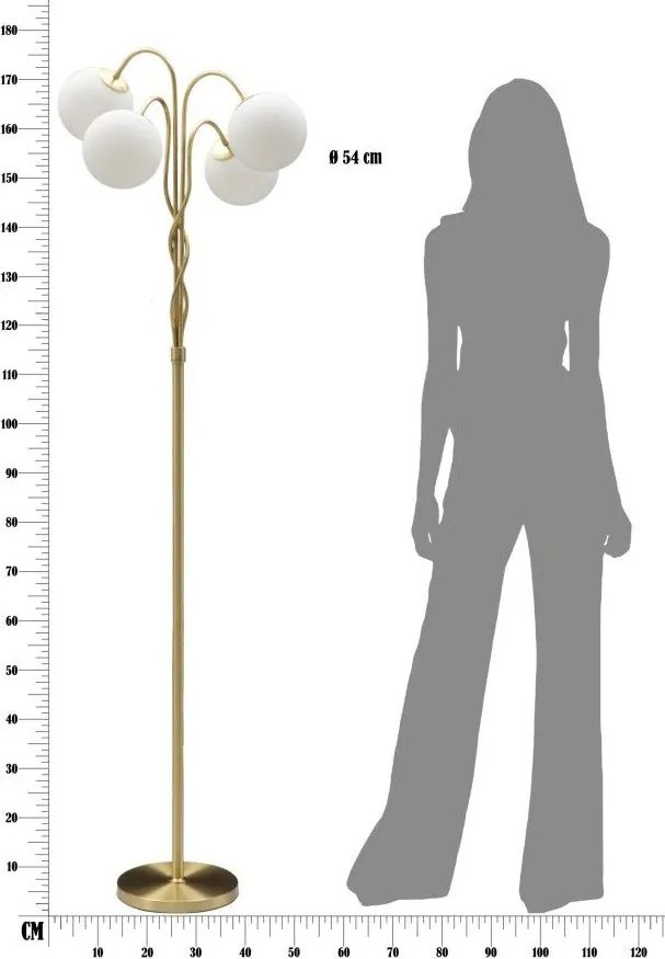 Fehér-aranyszínű állólámpa üveg búrával (magasság 176 cm) Glamy – Mauro Ferretti