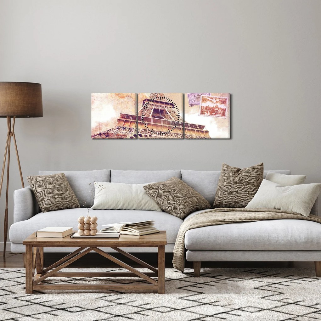 Kép - Kilátás Párizsból (órával) (90x30 cm)