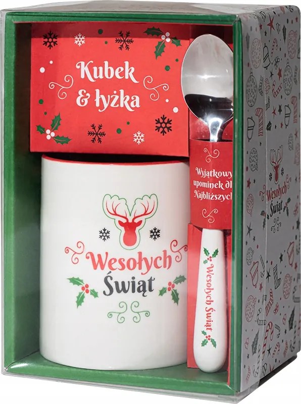 Mikulás Ajándék karácsonyi bögre kanál felirat Boldog karácsonyt!