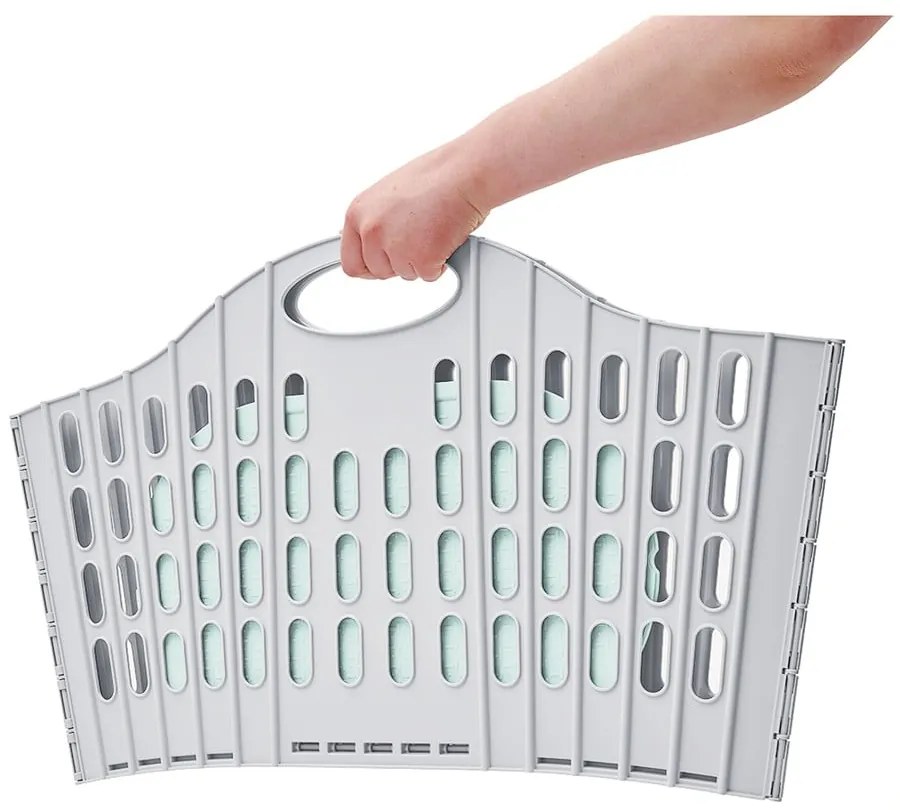 Flat Folding Laundry Basket szürke-zöld összecsukható szennyeskosár - Addis