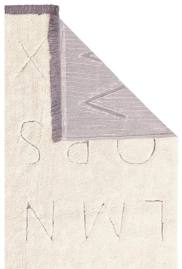 Krémszínű mosható kézi szövésű pamut gyerek szőnyeg 90x130 cm ABC – Lorena Canals