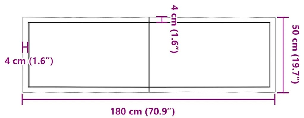 világosbarna kezelt tömör asztallap 180x50x(2-6) cm