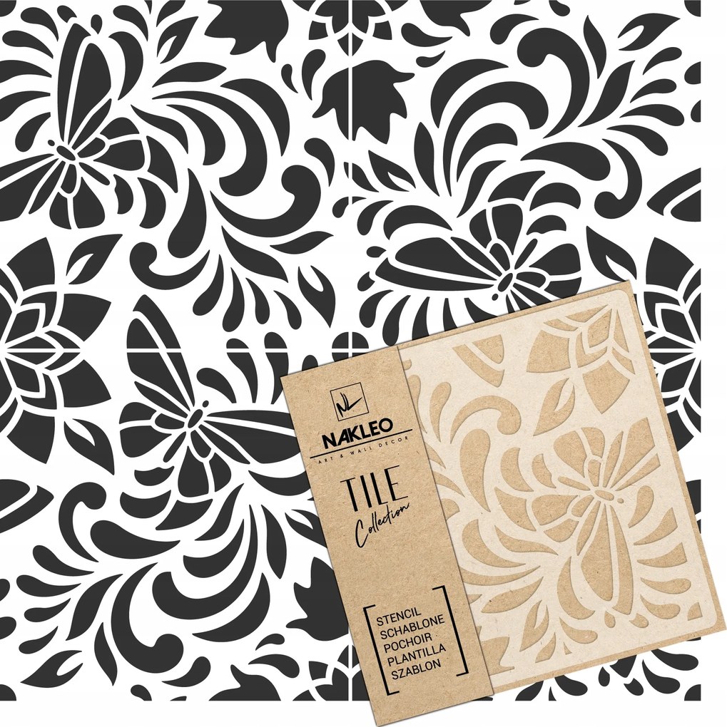 Festősablon Csempe Csempék Többször felhasználható 33x33cm Lorca Butterfly minta