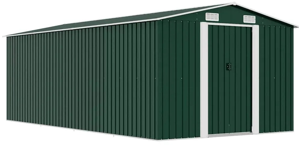 vidaXL zöld fém kerti fészer 257 x 489 x 181 cm