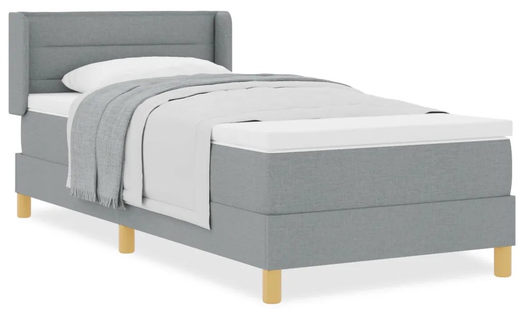 Boxspring ágy matraccal világosszürkében, 100 x 200 cm, szövet