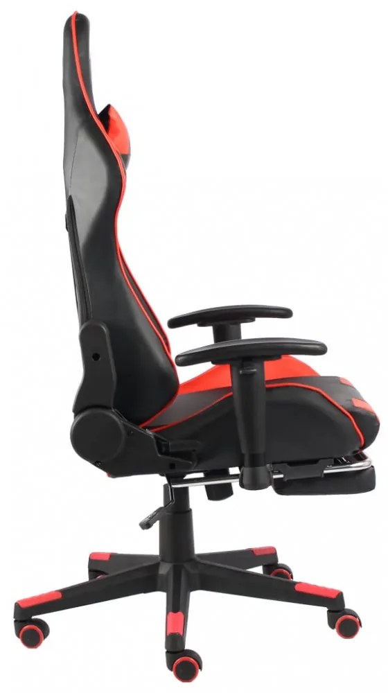 piros PVC forgó gamer szék lábtartóval
