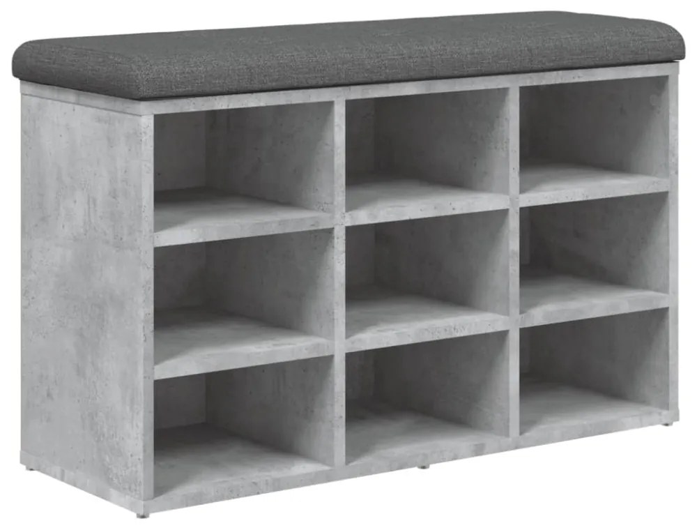 betonszürke szerelt fa cipőtároló pad 82 x 32 x 50 cm