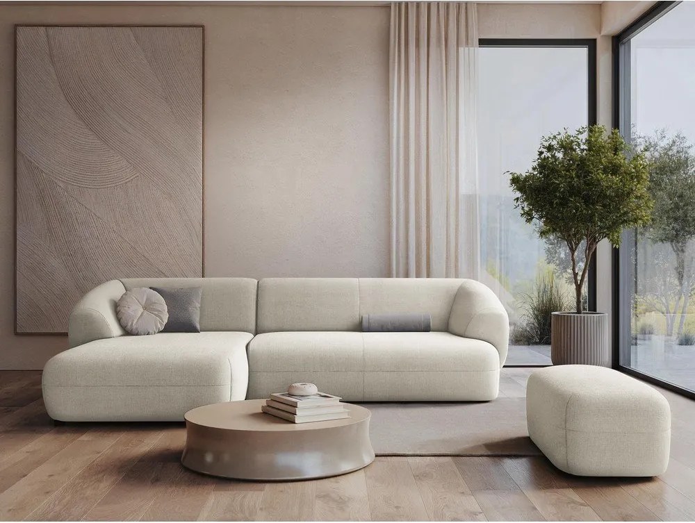 Fehér bársony sarokkanapé (bal oldali) Moana – Makamii