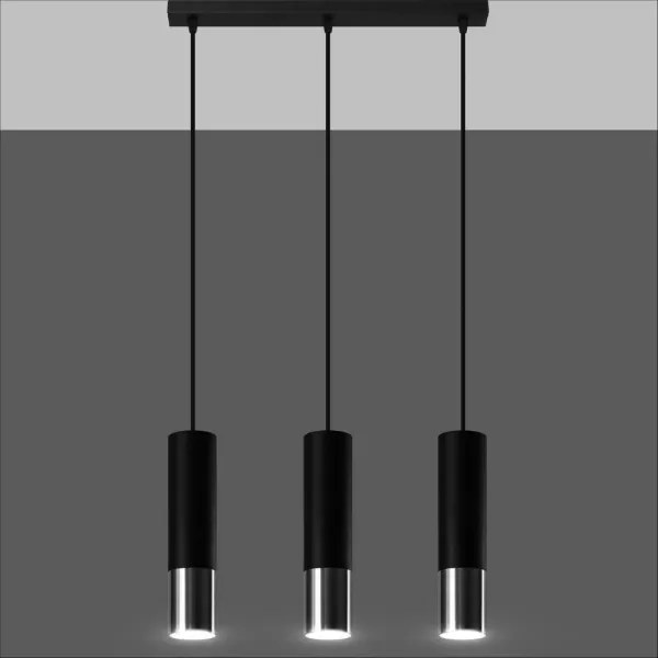 Sollux SL.0942 - Csillár zsinóron LOOPEZ 3xGU10/10W/230V fekete/króm