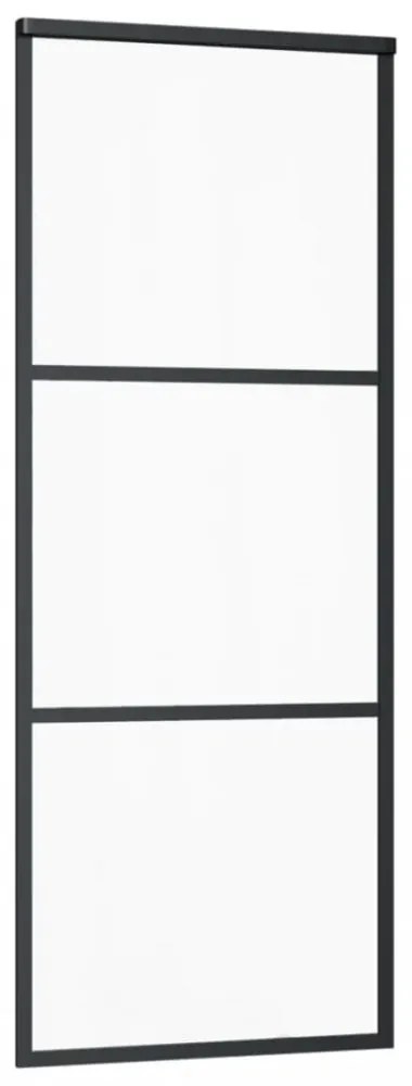 fekete ESG üveg és alumínium tolóajtó 3 paneles 76 x 205 cm